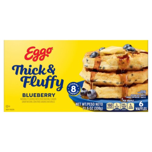Eggo Thick & Fluffy Blueberry Waffles, 6 count, 11.6 oz