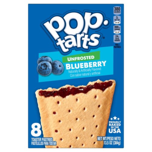 Pop-Tarts Unfrosted Blueberry Toaster Pastries, 8 count, 13.5 oz