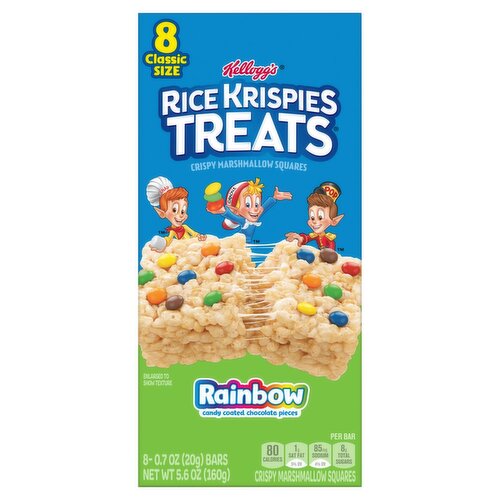 Kellogg's Rice Krispies Treats Rainbow Crispy Marshmallow Squares Classic Size, 0.7 oz, 8 count