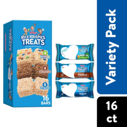 Kellogg's Rice Krispies Treats Crispy Marshmallow Squares Variety Pack, 16 count, 12.1 oz