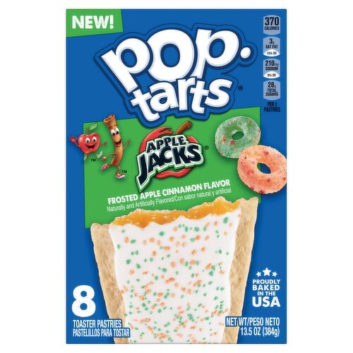 Pop-Tarts Apple Jacks Frosted Apple Cinnamon Flavor Toaster Pastries, 8 count, 13.5 oz