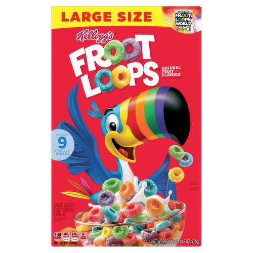 Kellogg's Froot Loops Sweetened Multigrain Cereal Large Size, 13.2 oz