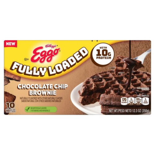 Kellogg's Eggo Fully Loaded Chocolate Chip Brownie Waffles, 10 count, 12.3 oz