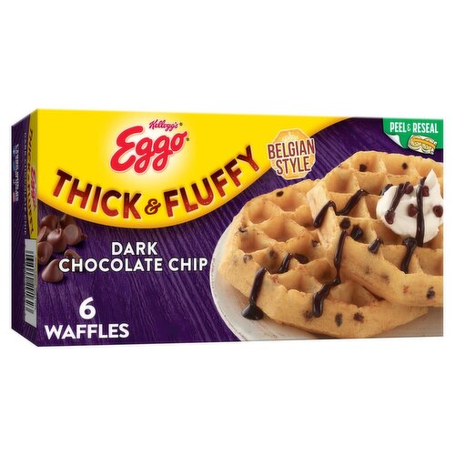 Kellogg's Eggo Thick & Fluffy Belgian Style Dark Chocolate Chip Waffles, 6 count, 11.6 oz