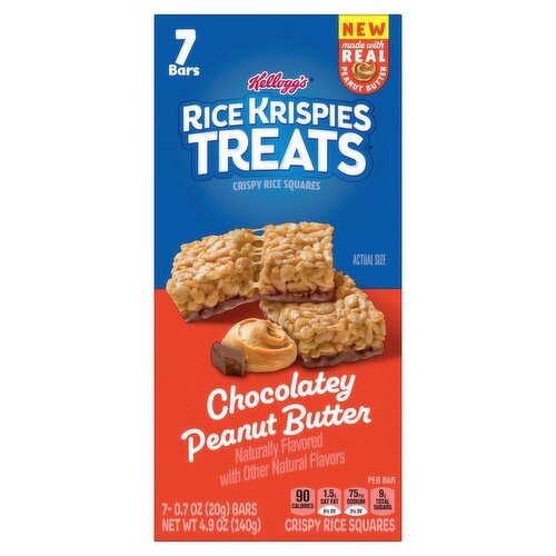 Kellogg's Rice Krispies Treats Chocolatey Peanut Butter Crispy Rice Squares Bars, 0.7 oz, 7 count