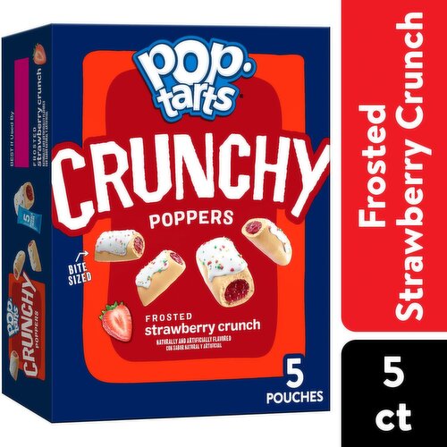 Pop-Tarts Crunchy Frosted Strawberry Crunch Filled Snack Pieces Poppers, 1 oz, 5 count