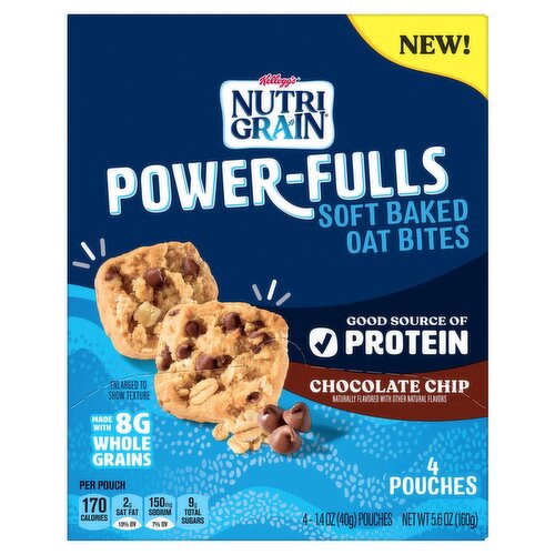 Kellogg's Nutri Grain Power-Full Chocolate Chip Soft Baked Oat Bites, 1.4 oz, 4 count