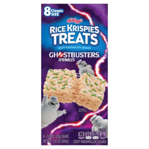 Kellogg's Rice Krispies Treats Ghostbusters Sprinkles Crispy Marshmallow Squares, 0.7 oz, 8 count