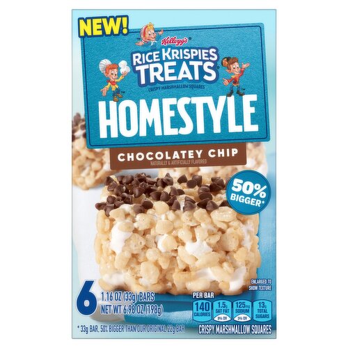 Kellogg's Rice Krispies Treats Chocolatey Chip Crispy Marshmallow Squares, 1.16 oz, 6 count