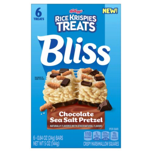Kellogg's Rice Krispies Treats Bliss Chocolate Sea Salt Marshmallow Squares, 0.84 oz, 6 count