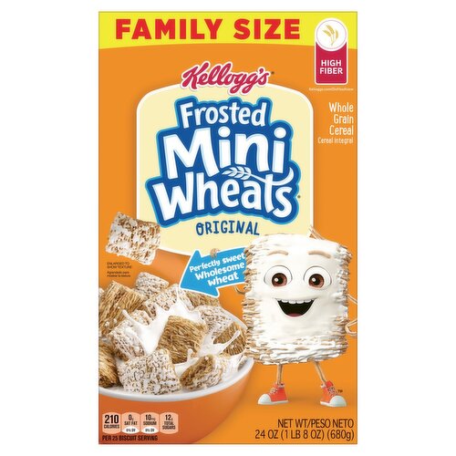 Kellogg's Frosted Mini Wheats Original Whole Grain Cereal Family Size, 24 oz