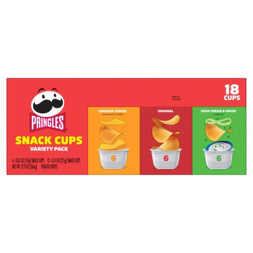 Pringles Snack Cups Potato Crisps Variety Pack, 18 count, 12.9 oz
