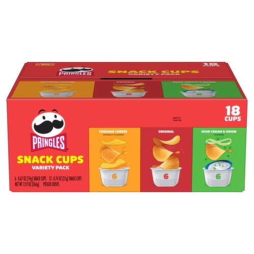 Pringles Snack Cups Potato Crisps Variety Pack, 18 count, 12.9 oz