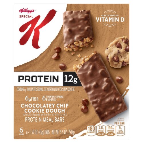 Kellogg's Special K Chocolatey Chip Cookie Dough Protein Meal Bars, 1.59 oz, 6 count