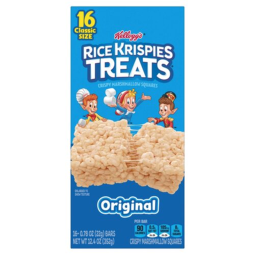 Kellogg's Rice Krispies Treats Original Crispy Marshmallow Squares Classic Size, 0.78 oz, 16 count