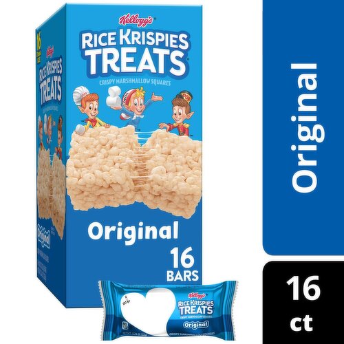 Kellogg's Rice Krispies Treats Original Crispy Marshmallow Squares Classic Size, 0.78 oz, 16 count