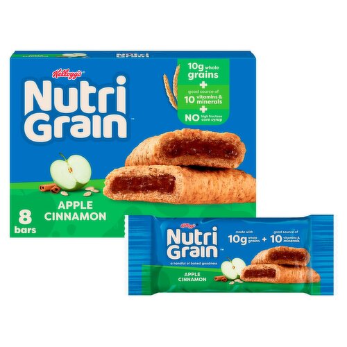 Kellogg's Nutri Grain Apple Cinnamon Breakfast Bars, 1.3 oz, 8 count
