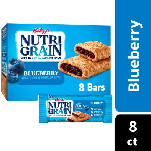 Kellogg's Nutri-Grain Blueberry Soft Baked Breakfast Bars, 1.3 oz, 8 count