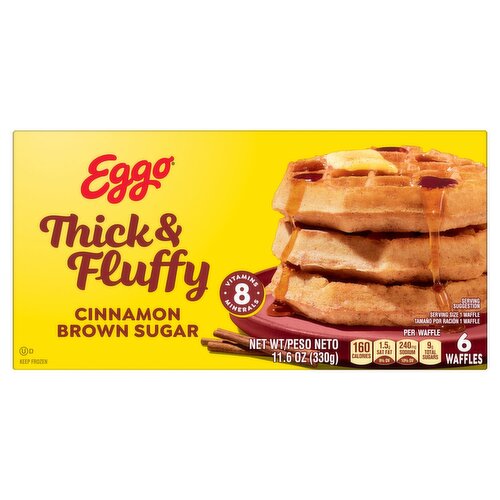 Kellogg's Eggo Thick & Fluffy Belgian Style Cinnamon Brown Sugar Waffles, 6 count, 11.6 oz