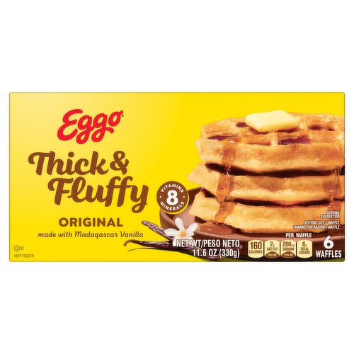 Kellogg's Eggo Thick & Fluffy Belgian Style Original Waffles, 6 count, 11.6 oz