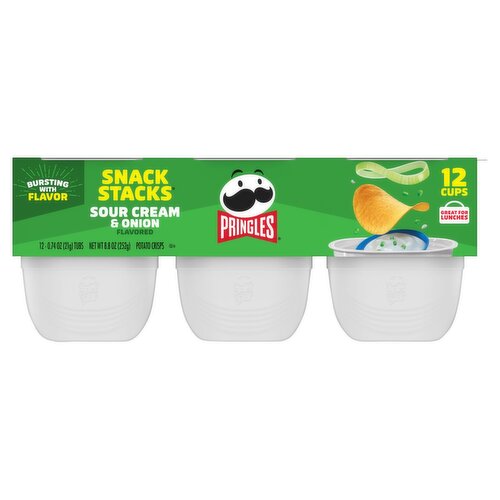 Pringles Snack Stacks Sour Cream & Onion Flavored Potato Crisps, 0.74 oz, 12 count