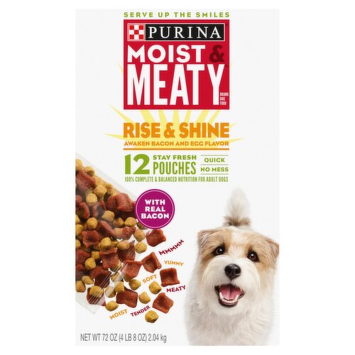 Purina Moist Meaty Rise Shine Awaken Bacon and Egg Flavor Dog Food 12 count 72 oz Price Rite