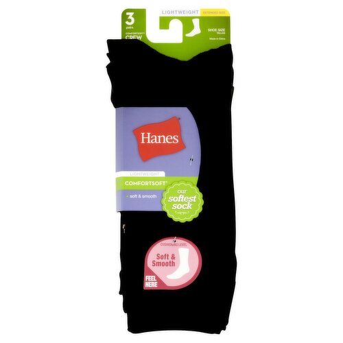 Hanes ComfortSoft Lightweight Crew Socks, Shoe Size 8-12, 3 pair