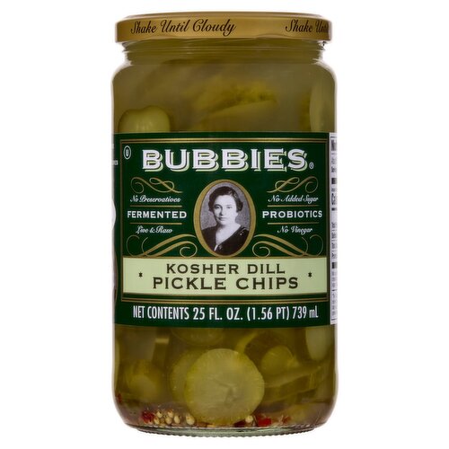Bubbies Kosher Dill Pickle Chips, 25 fl oz