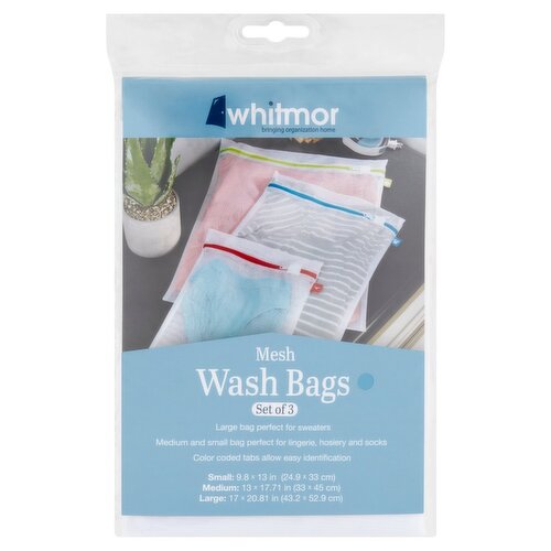 Whitmor Mesh Wash Bags, 3 count