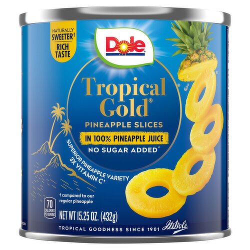 Dole Tropical Gold Pineapple Slices in 100% Pineapple Juice, 15.25 oz