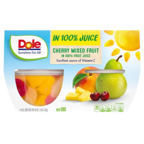 Dole Cherry Mixed Fruit, 4 oz, 4 count