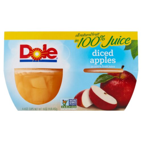 Dole Diced Apples in 100% Fruit Juice, 4 oz, 4 count