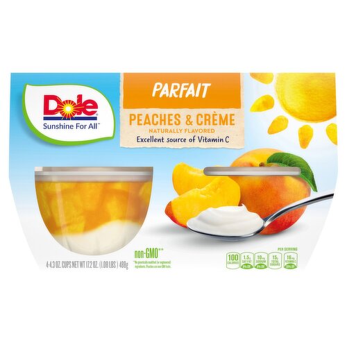 Dole Peaches & Crème Parfait, 4.3 oz, 4 count