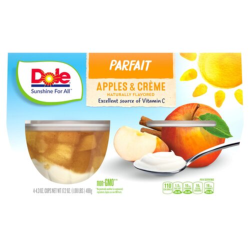 Dole Apples & Crème Parfait, 4.3 oz, 4 count