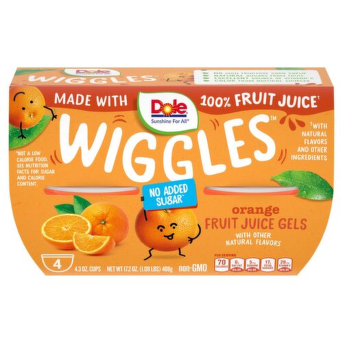 Dole Wiggles Orange Fruit Juice Gels, 4.3 oz, 4 count