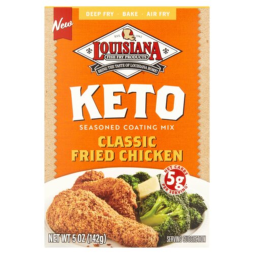 Louisiana Fish Fry Products Classic Fried Chicken Keto Seasoned Coating Mix, 5 oz