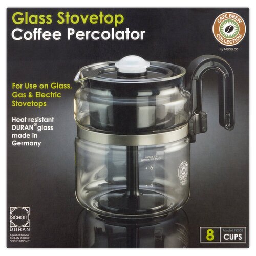 Cafe Brew Collection 8 Cups Glass Stovetop Coffee Percolator Fairway