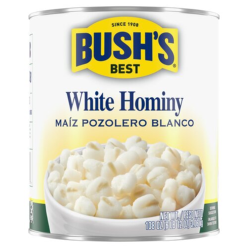 Bush's Best White Hominy, 108 oz