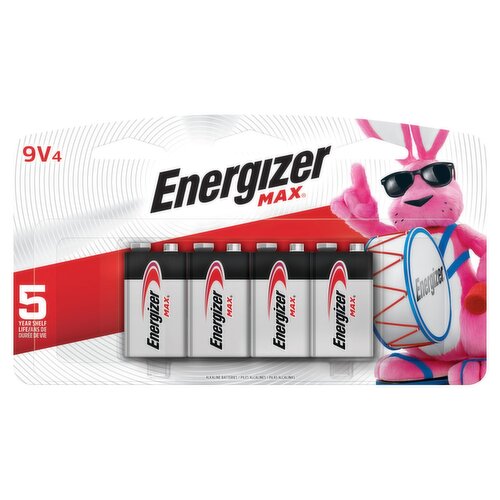 Energizer MAX 9V Batteries (4 Pack), 9 Volt Alkaline Batteries