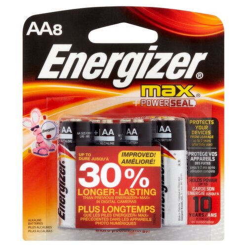 Energizer Max + Power Seal 1,5V AA Alkaline Batteries, 8 count