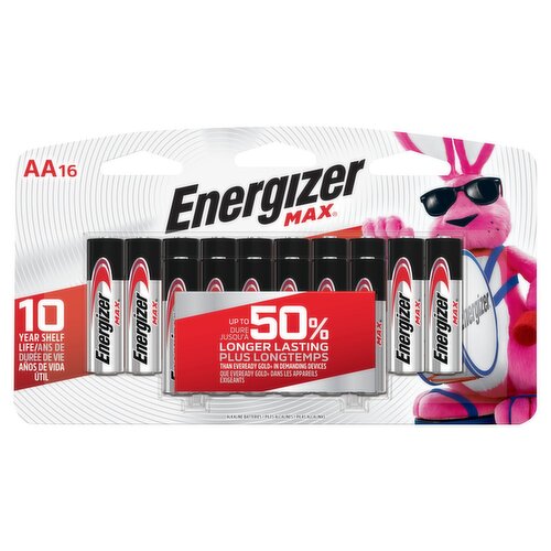 Energizer MAX AA Batteries (16 Pack), Double A Alkaline Batteries