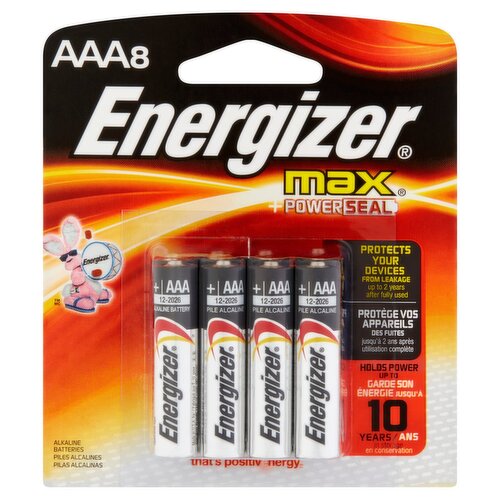 Energizer Max + Power Seal AAA 1,5V Alkaline Batteries, 8 count