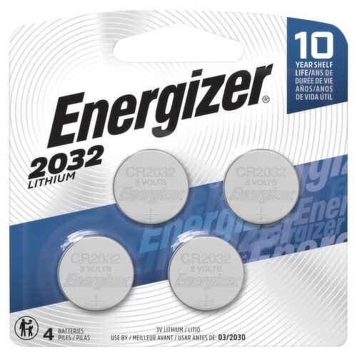 Energizer 2032 Batteries (4 Pack), 3V Lithium Coin Batteries