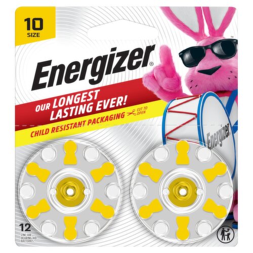 Energizer 1.45V Zinc Air Hearing Aid Batteries, Size 10, 12 count