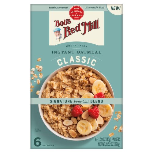 Bob's Red Mill Classic Whole Grain Instant Oatmeal, 1.59 oz, 6 count