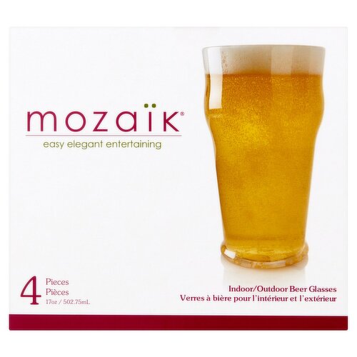 Mozaïk 17oz Indoor/Outdoor Beer Glasses, 4 count