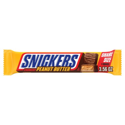 Snickers Crunchy Peanut Butter Squares Bar Share Size, 4 count, 3.56 oz