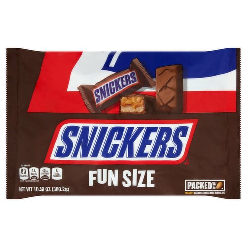 Snickers Peanuts, Caramel, Nougat Milk Chocolate Bar Fun Size, 10.59 oz