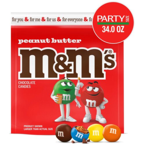 M&M'S Peanut Butter Chocolate Candies Party Size, 34.0 oz