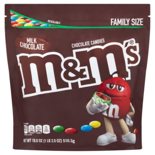 M&M's Milk Chocolate Candies Family Size, 18.0 oz